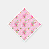 クリスマスピンクのフラミンゴパターン スタンダードカクテルナプキン (角)