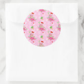 クリスマスピンクのフラミンゴパターン ラウンドシール (バッグ)