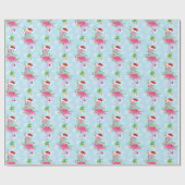 クリスマスピンクのフラミンゴパターン ラッピングペーパー (フラット)