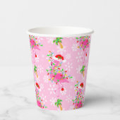 クリスマスピンクのフラミンゴパターン 紙コップ (裏面)