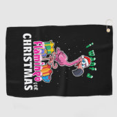 クリスマスピンクのフラメンコにフラミンゴが欲しい ゴルフタオル (横)