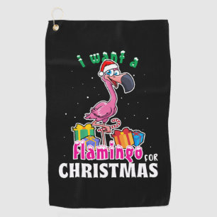 クリスマスピンクのフラメンコにフラミンゴが欲しい ゴルフタオル