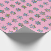 クリスマスピンクのラッピング紙の雪片パターン ラッピングペーパー (角)