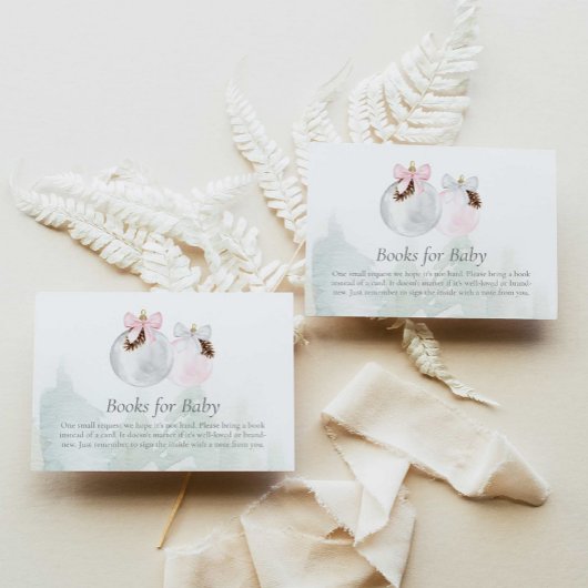 クリスマスピンクの女の子の本ベビーエンクロージャカード エンクロージャーカード