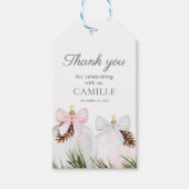 クリスマスピンクの女の子の赤ちゃんシャワー ギフトタグ (正面)