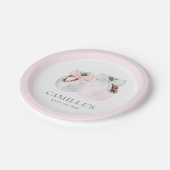 クリスマスピンクの女の子の赤ちゃんシャワー ペーパープレート (アングル)