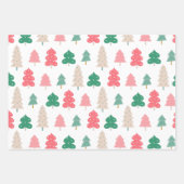 クリスマスピンクの白いパターン ラッピングペーパーシート (正面2)