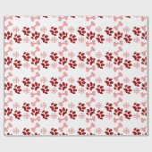 クリスマスピンクの赤い犬の猫が骨の雪のかけらを歩く ラッピングペーパー (フラット)