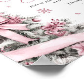 クリスマスピンクの赤ちゃんシャワーおむつラッフルサイン ポスター (角)