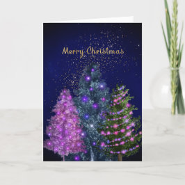 クリスマスピンクの金ゴールドツリーグラフィック シーズンカード