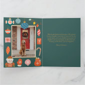 クリスマスピンクオーナメントかわいい家族写真 カード (内部)