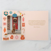 クリスマスピンクオーナメントかわいい家族写真 カード (内部)