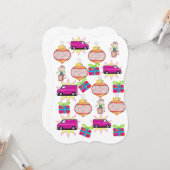 クリスマスピンクカーフラットグリーティングカード カード (正面/裏面インサイチュ)