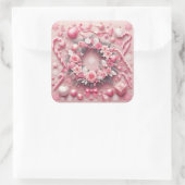 クリスマスピンクキャンディキャンズボールリース スクエアシール (バッグ)