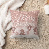 クリスマスピンクグリッター赤面ピンクの木の家族Thr クッション (ブランケット)