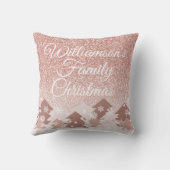 クリスマスピンクグリッター赤面ピンクの木の家族Thr クッション (裏面)