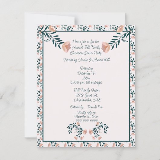 クリスマスピンクグリーンフローラスカンジナビアフォークアート (正面)