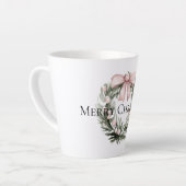 クリスマスピンクグリーンリース カフェラテマグ (左アングル)