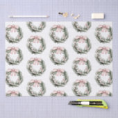 クリスマスピンクグリーンリース 薄葉紙 (クラフト)