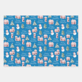 クリスマスピンクコテージパインツリースノーウィー ラッピングペーパーシート (正面2)