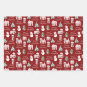 クリスマスピンクコテージパインツリースノーウィー ラッピングペーパーシート (正面)