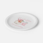 クリスマスピンクサンタファースト誕生日 ペーパープレート (アングル)