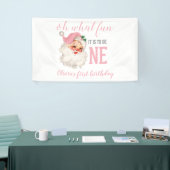 クリスマスピンクサンタファースト誕生日 横断幕 (トレードショー)