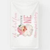 クリスマスピンクサンタファースト誕生日 横断幕 (縦)