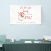 クリスマスピンクサンタファースト誕生日 横断幕 (トレードショー)