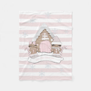 クリスマスピンクジンジャーブレッドテーマ毛布 フリースブランケット