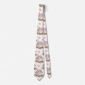 クリスマスピンクジンジャーブレッドハウス ネクタイ (正面)