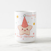 クリスマスピンクスター帽子 コーヒーマグカップ (中央)