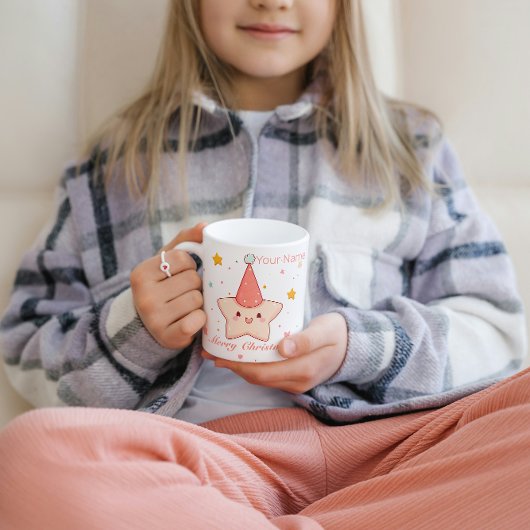 クリスマスピンクスター帽子 コーヒーマグカップ