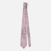クリスマスピンクスノーフレークパターンフェスティバル ネクタイ (正面)