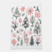 クリスマスピンクツリー抽象芸術ドードル キッチンタオル (縦)
