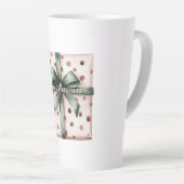 クリスマスピンクドットグリーンリボン&ボウ カフェラテマグ (右アングル)