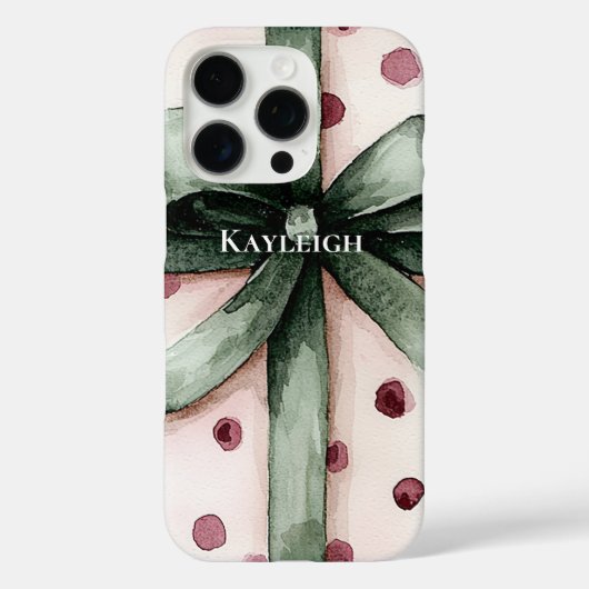 クリスマスピンクドットグリーンリボン&ボウ Case-Mate iPhoneケース (裏面)