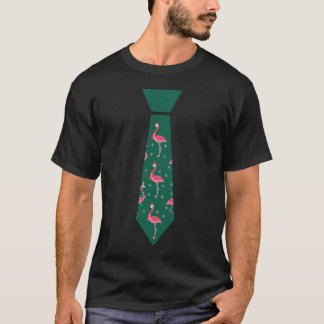 クリスマスピンクフラミンゴの面白いクリスマスタイ Tシャツ