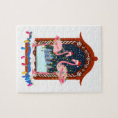 クリスマスピンクフラミンゴスホリデー ジグソーパズル (横)