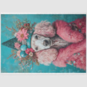 クリスマスピンクフランスのプードルポートレートデコページ 薄葉紙 (正面)