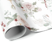 クリスマスピンクフローラバレリーナとスワンギフト ラッピングペーパー (ロールコーナー)