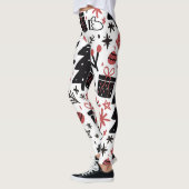 クリスマスピンクブラックホリデーエレガント レギンス (左)