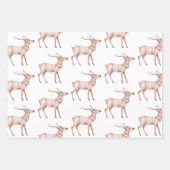 クリスマスピンクホワイト雪だるまディアグリーンツリーズ ラッピングペーパーシート (正面2)