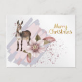 クリスマスピンクマグノリアミュレフローラ水彩 シーズンポストカード (正面)