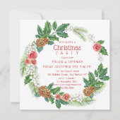 クリスマスピンクリース企業のクリスマスパーティー 招待状 (正面)