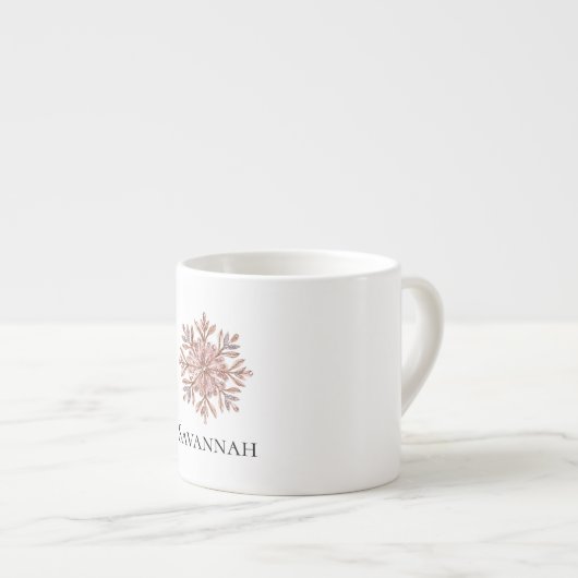 クリスマスピンクローズ金ゴールドスノーフレーク名 エスプレッソカップ (正面右)