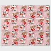 クリスマスピンクヴィンテージレトロキッテン子猫ギフト ラッピングペーパー (フラット)