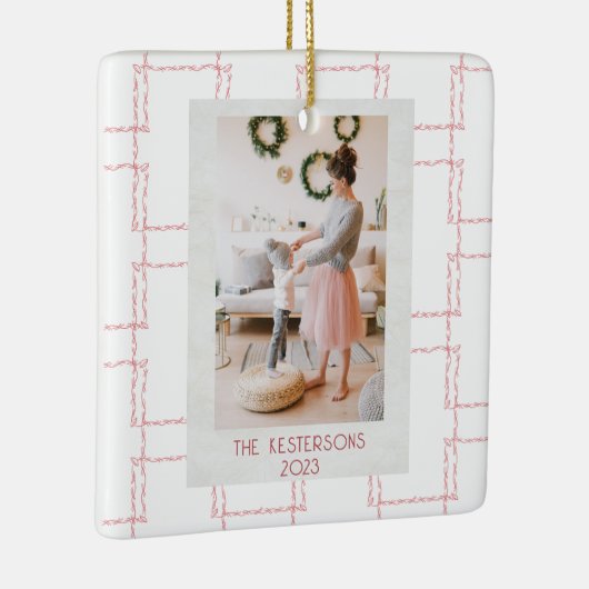 クリスマスピンク幾何学写真 セラミックオーナメント (右)
