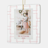 クリスマスピンク幾何学写真 セラミックオーナメント (左)