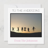 クリスマスピンク白Tyopgraphyフォトホリデー シーズンカード (裏面)